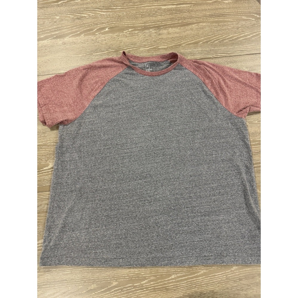 George Mens 3XL Raglan T-Shirt Gray Pink Sleeves Big & Tall Baseball Tee 3XG